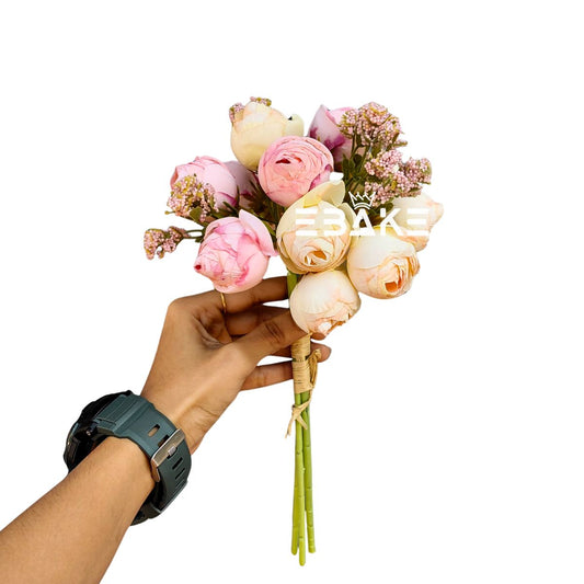 Closed Peony Bunch - Pink & Light Yellow(12 peonies & 4 fillers) A765