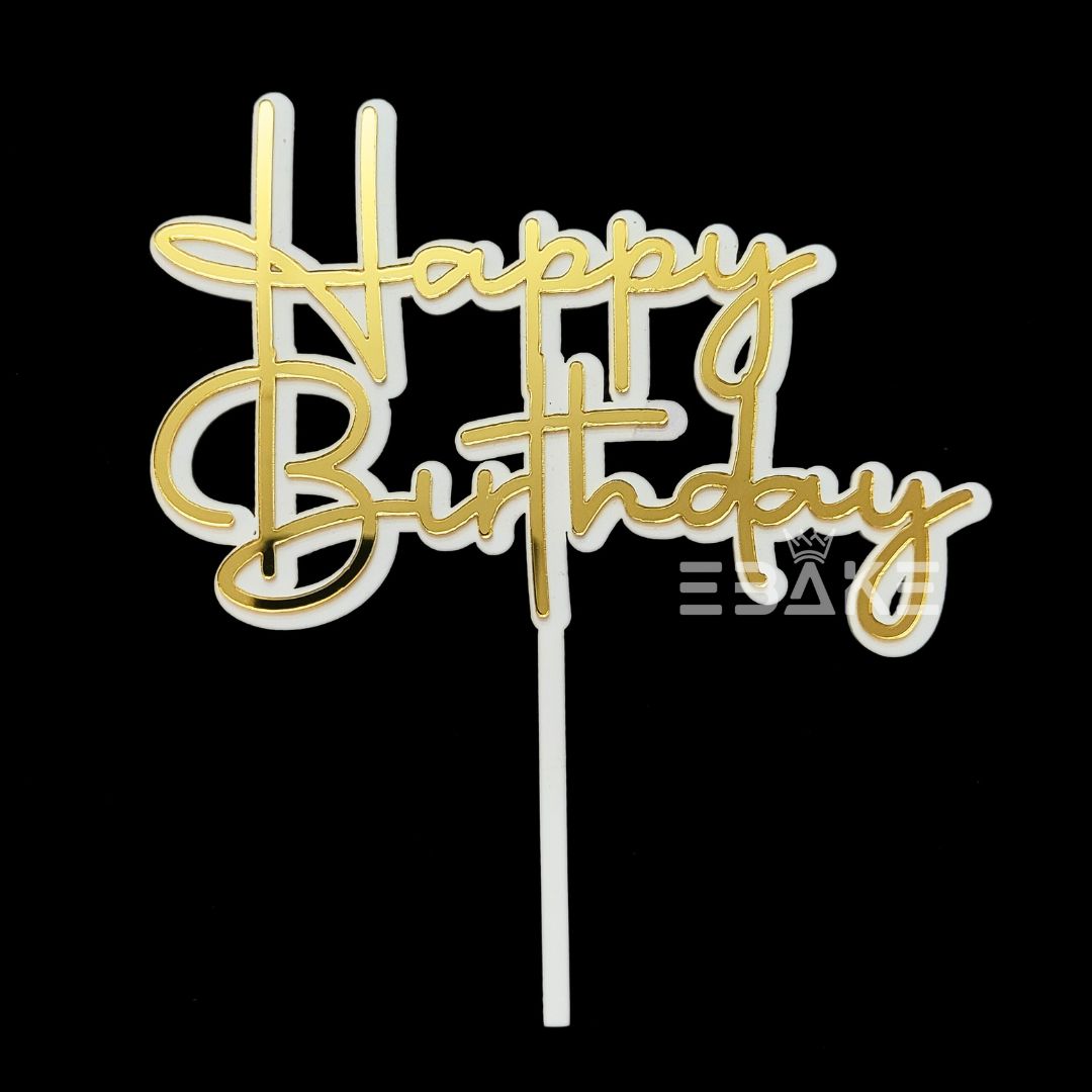 Happy Birthday Double Color Cake Topper