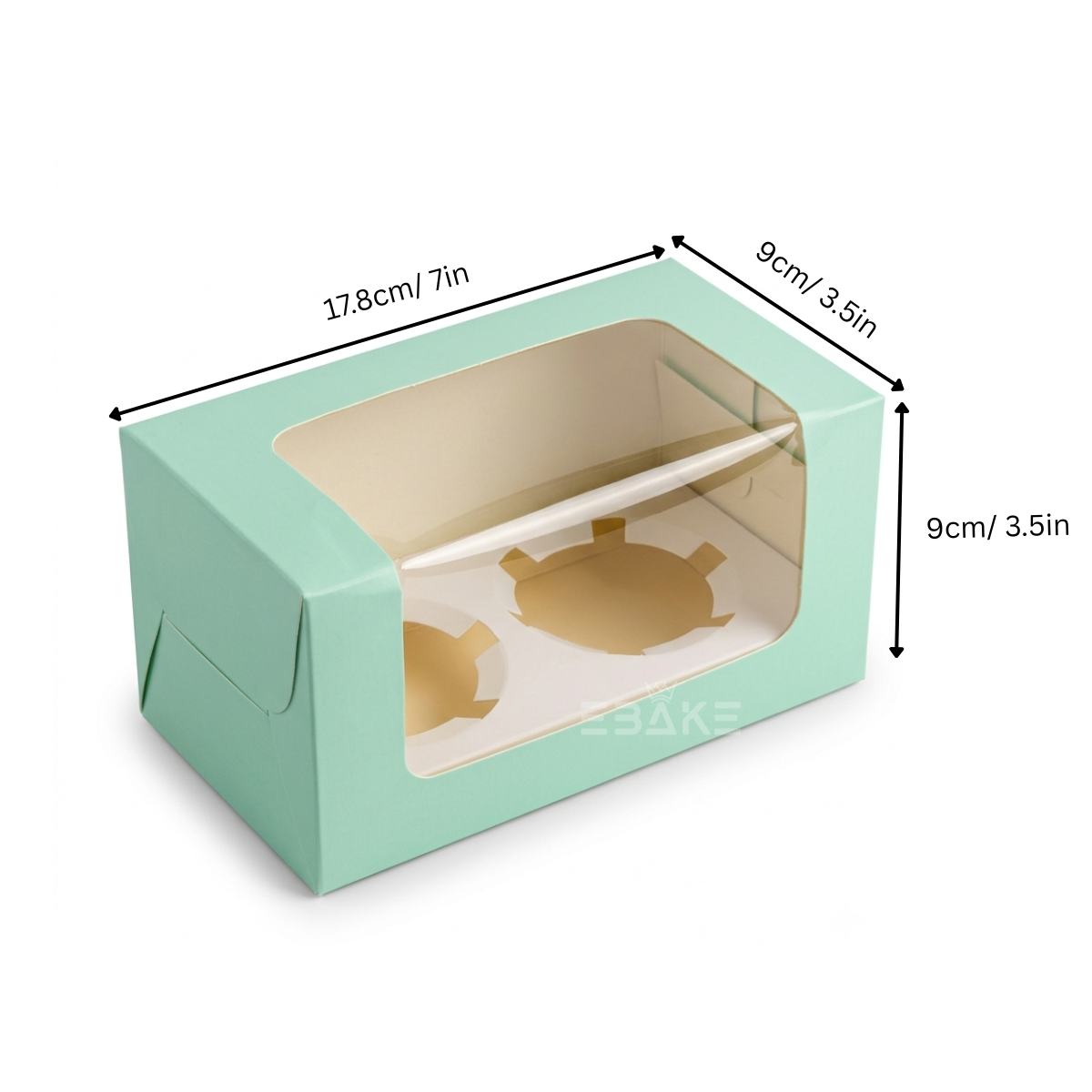 2 Pc Cupcake Box With Cavity Turquoise