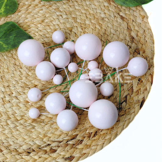 Light Pinkish white Faux Balls - Set Of 20 Pieces