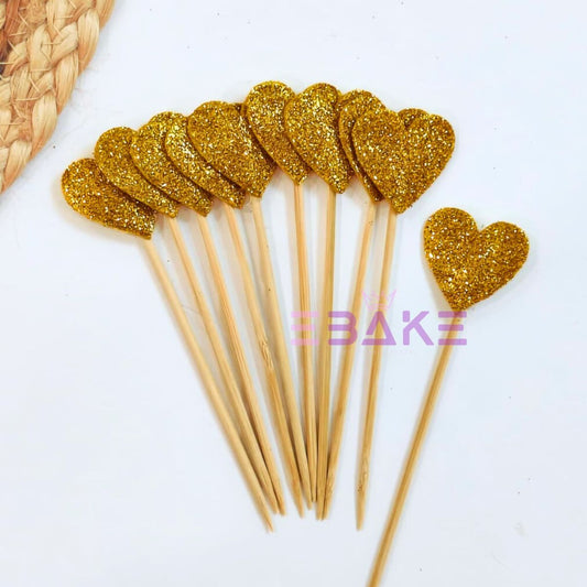 Heart Glitter Topper - Gold