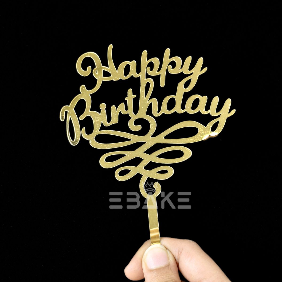 Happy Birthday Cake Topper Golden