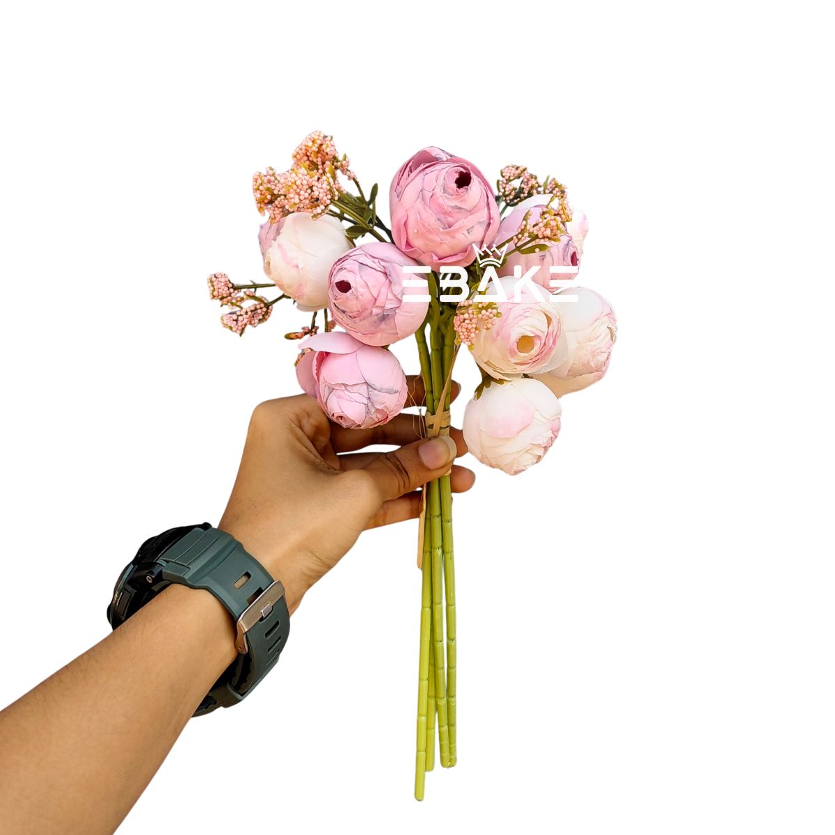 Closed Peony Bunch - Pink & Shaded White (12 peonies & 4 fillers) A465
