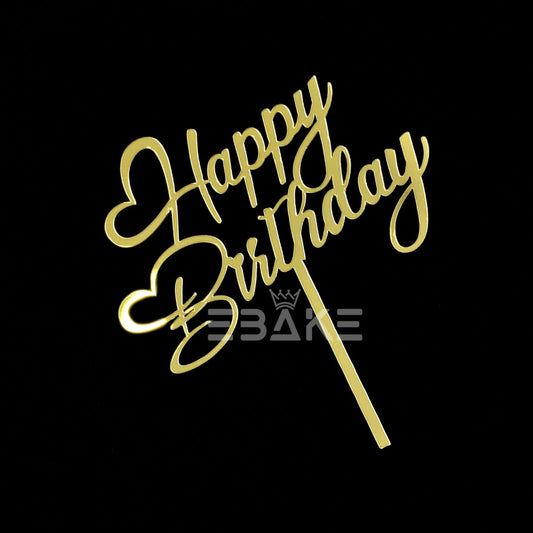 Happy Birthday Cake Topper Golden