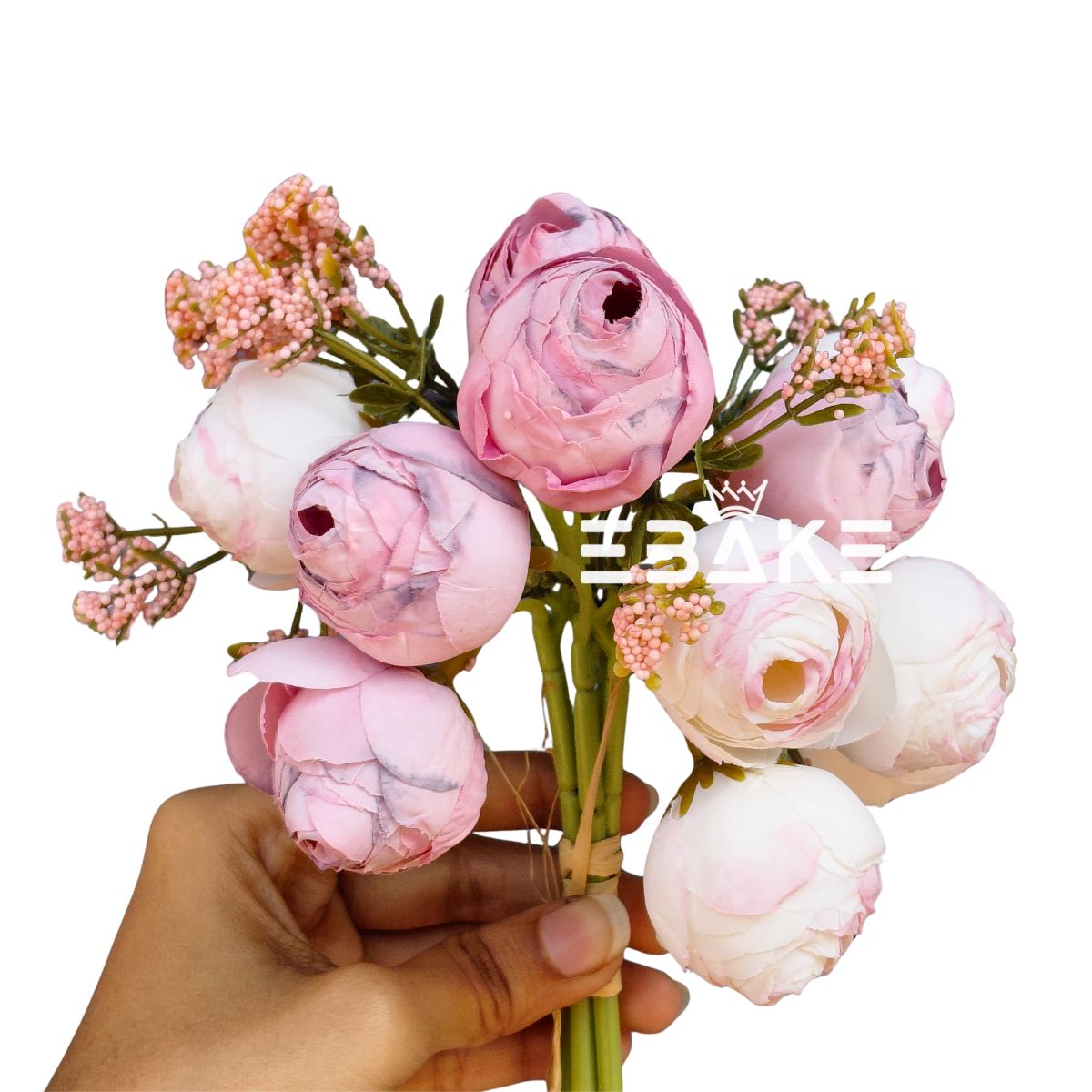 Closed Peony Bunch - Pink & Shaded White (12 peonies & 4 fillers) A465