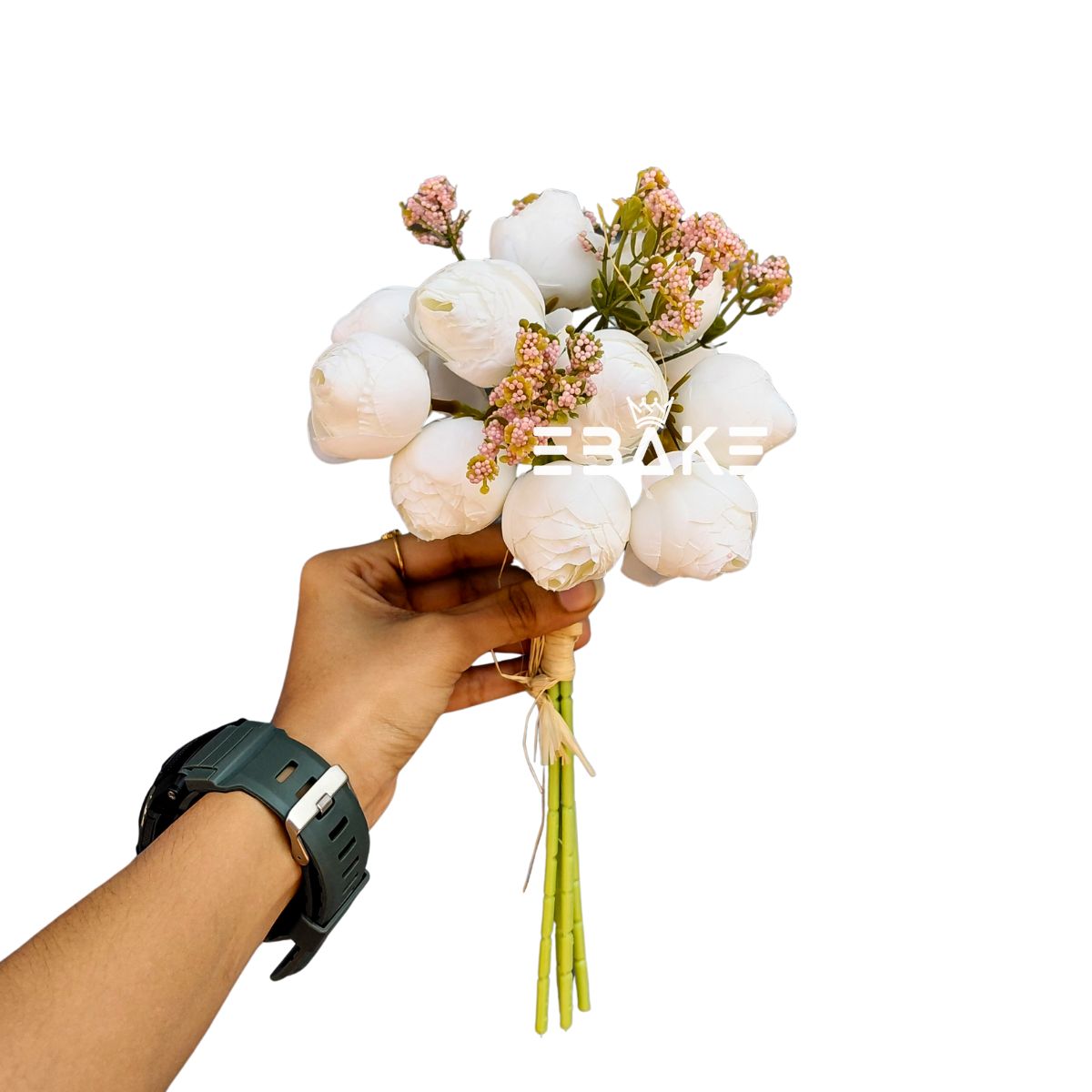Closed Peony Bunch - White (12 peonies & 4 fillers) A764