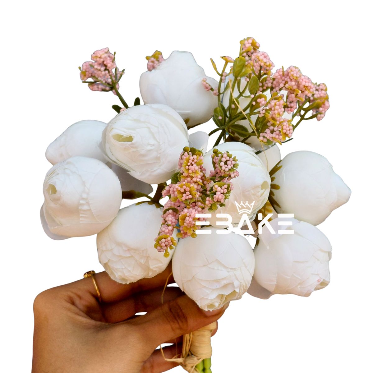 Closed Peony Bunch - White (12 peonies & 4 fillers) A764
