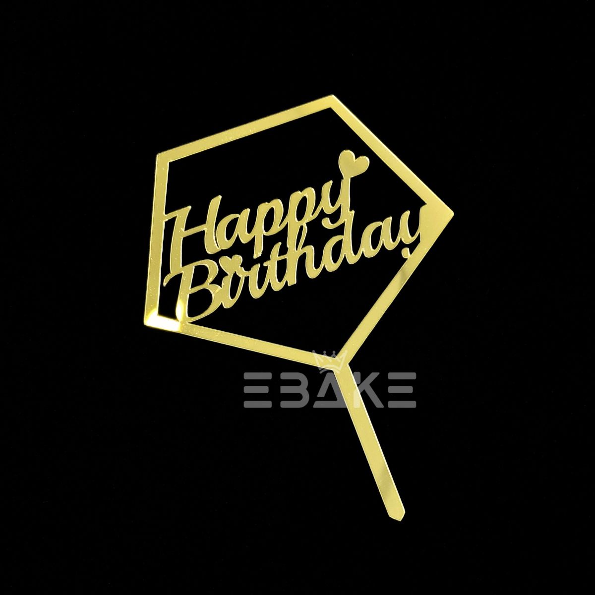 Happy Birthday Cake Topper Golden