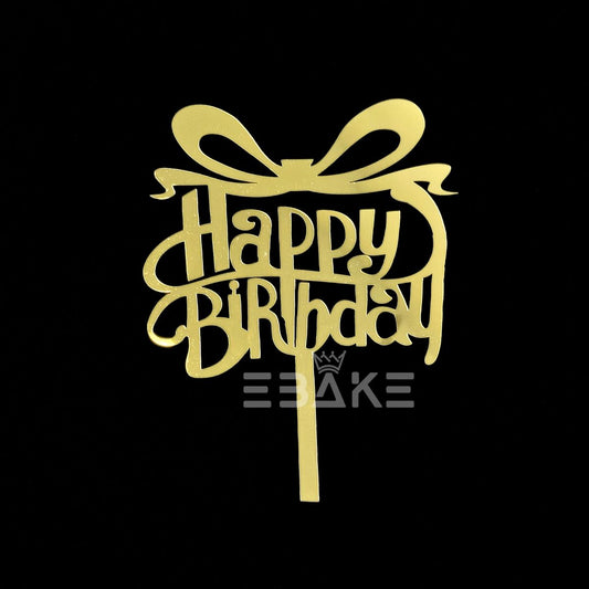 Happy Birthday Cake Topper Golden