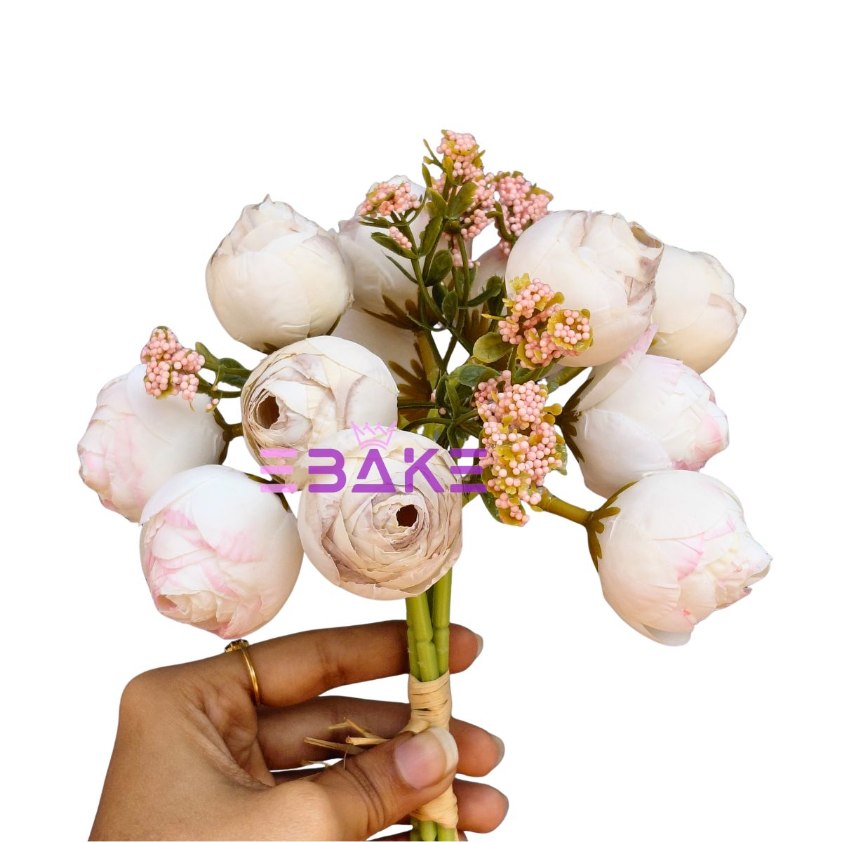 Closed Peony Bunch - Shaded Pink & Shaded Beige (12 peonies & 4 fillers)