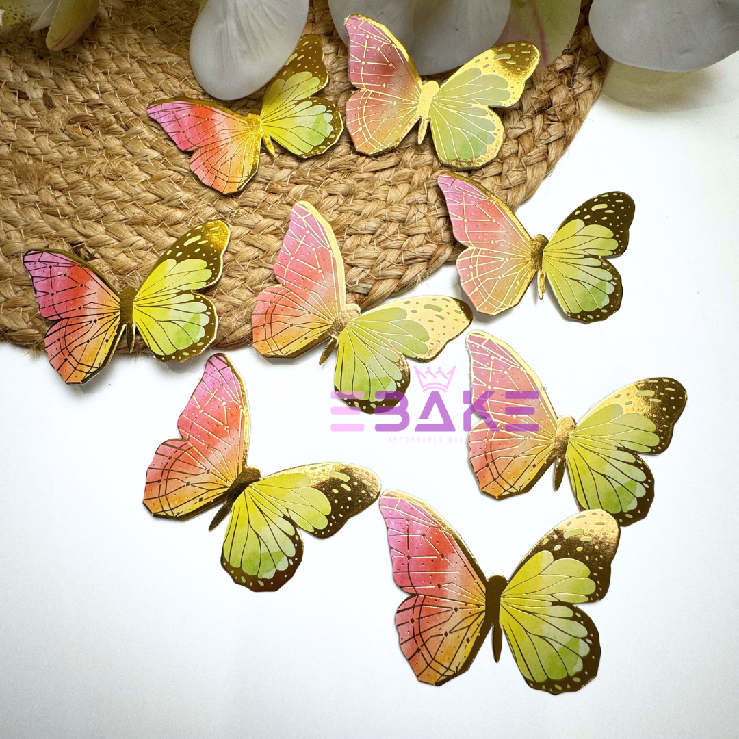 New Paper Butterflies - Yellow & Orange Ombre (Set of 10 Pieces)