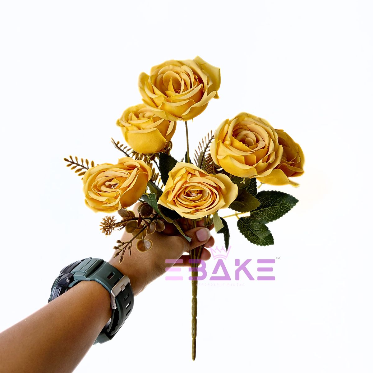 A1786 Burnt Yellow Rose Bunch With Fillers