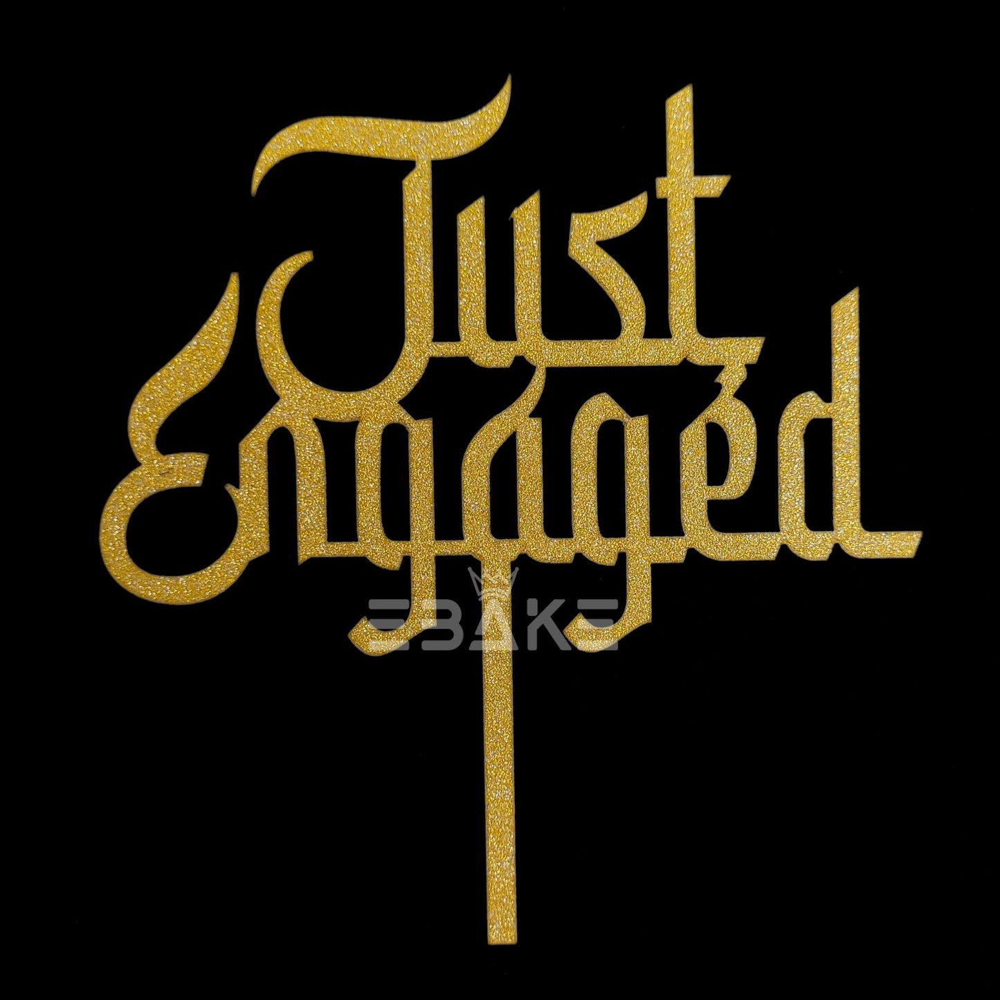 Just Engaged Cake Topper Gold Shimmer MDF