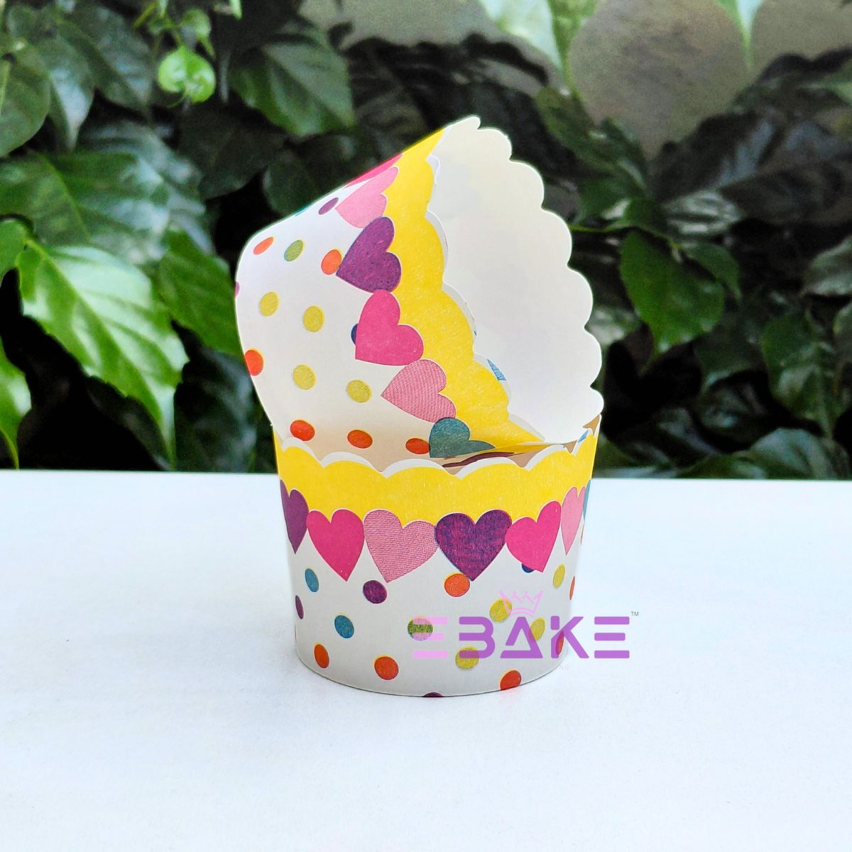 Heart Printed Paper Muffin Cup - Set Of 50 Pieces