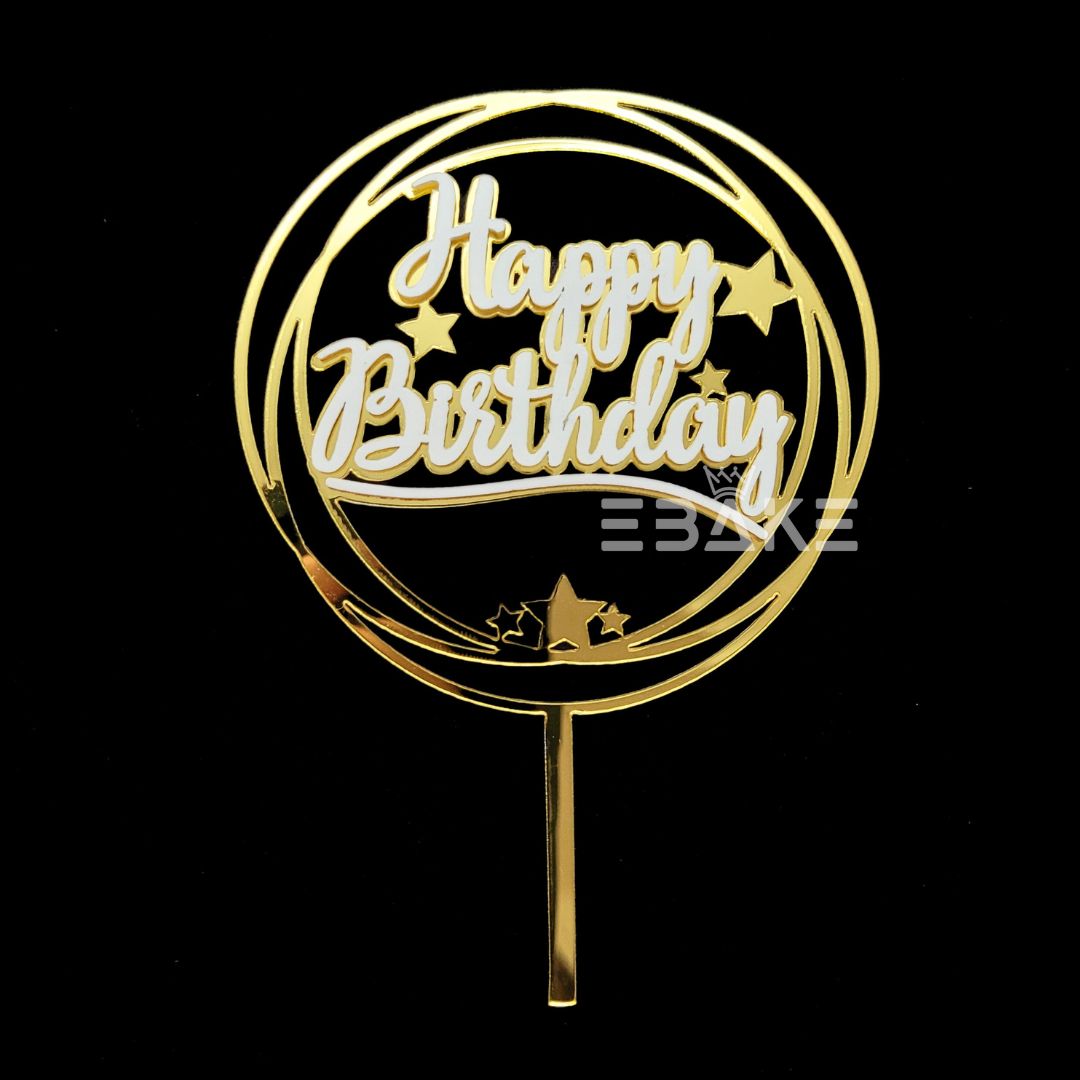 Happy Birthday Double Color Cake Topper