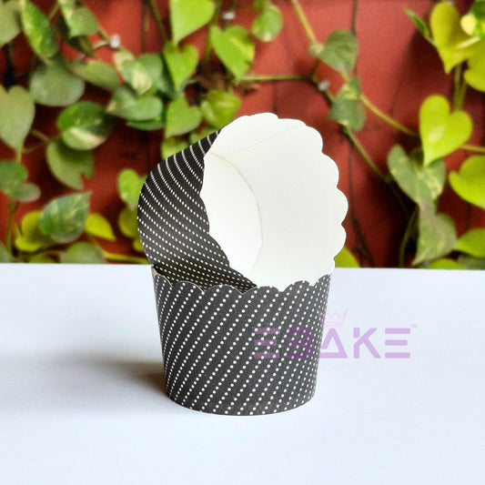 Polka Dot Printed Paper Muffin Cup - Set Of 50 Pieces (Black)
