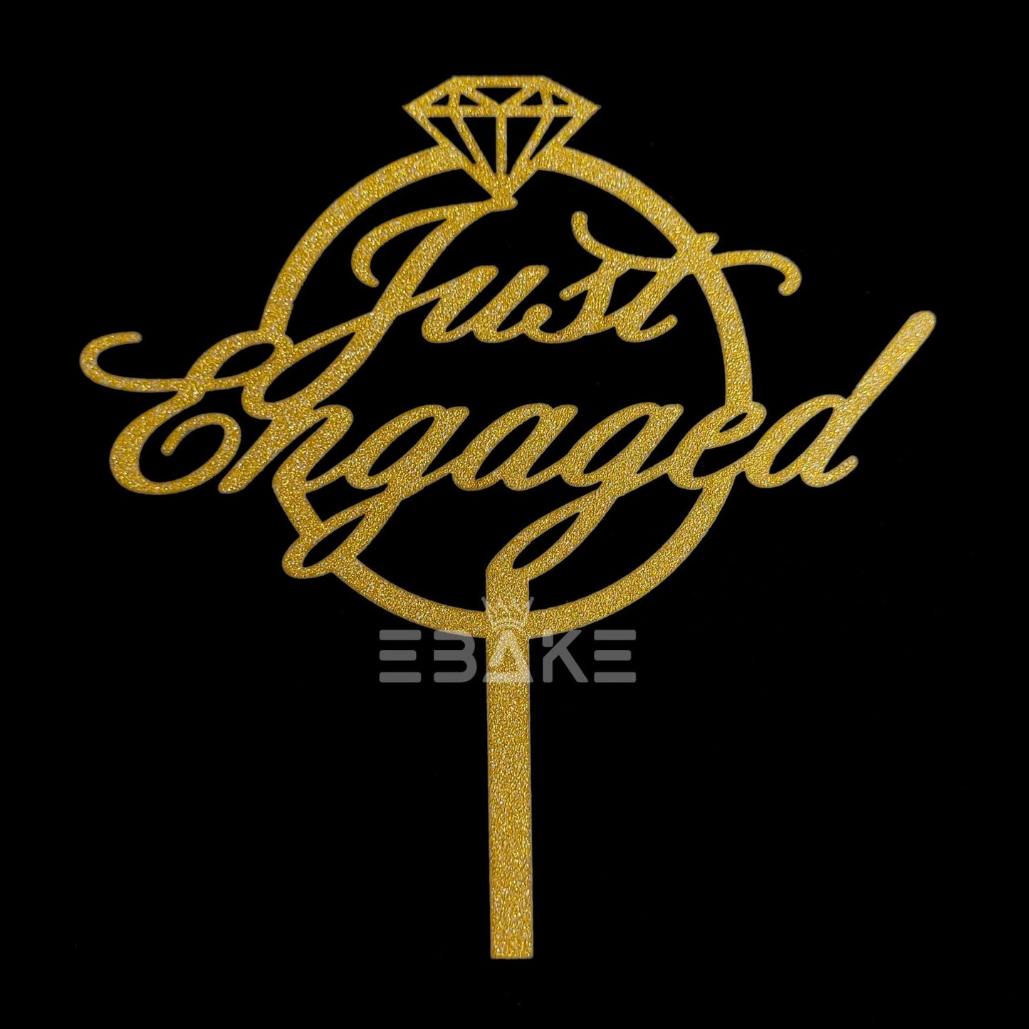 Just Engaged Cake Topper Gold Shimmer MDF