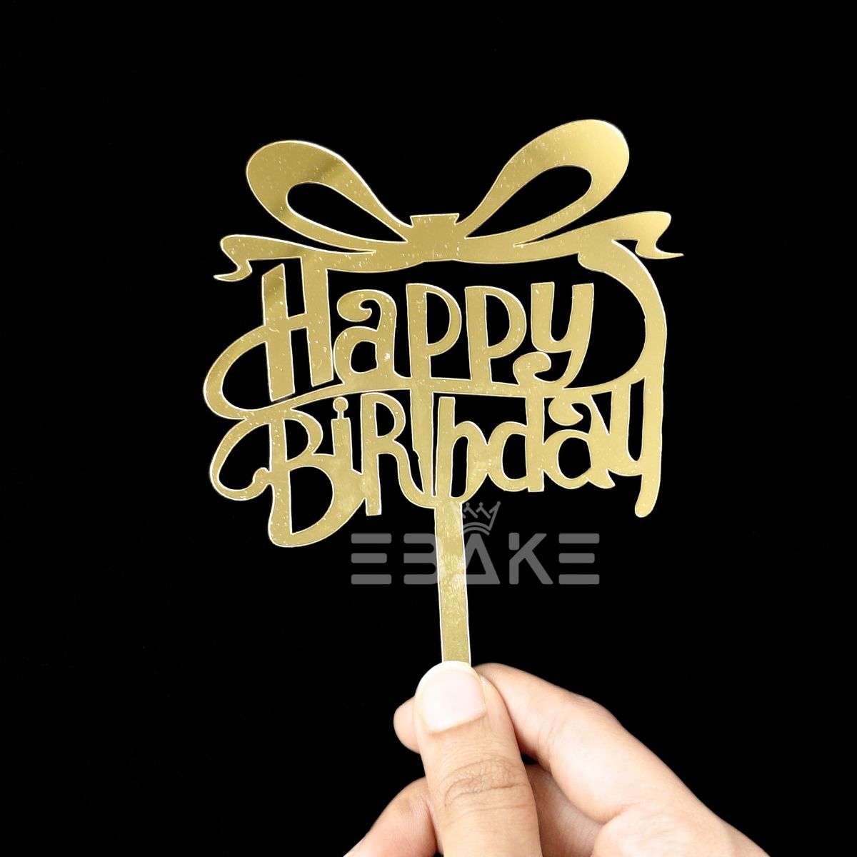 Happy Birthday Cake Topper Golden