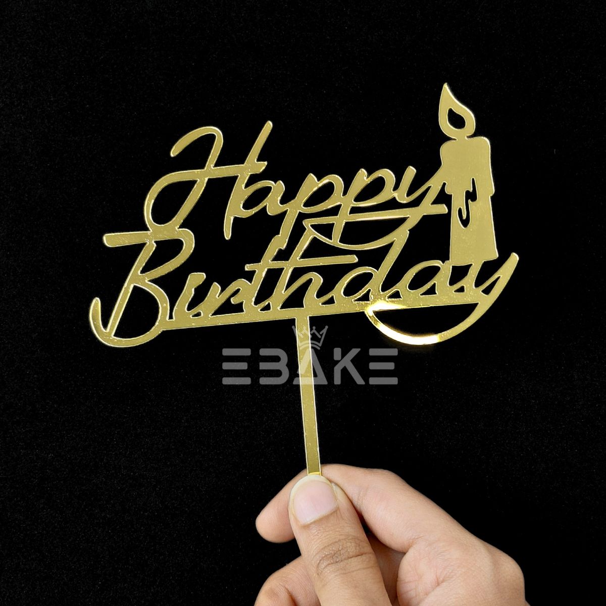 Happy Birthday Cake Topper Golden