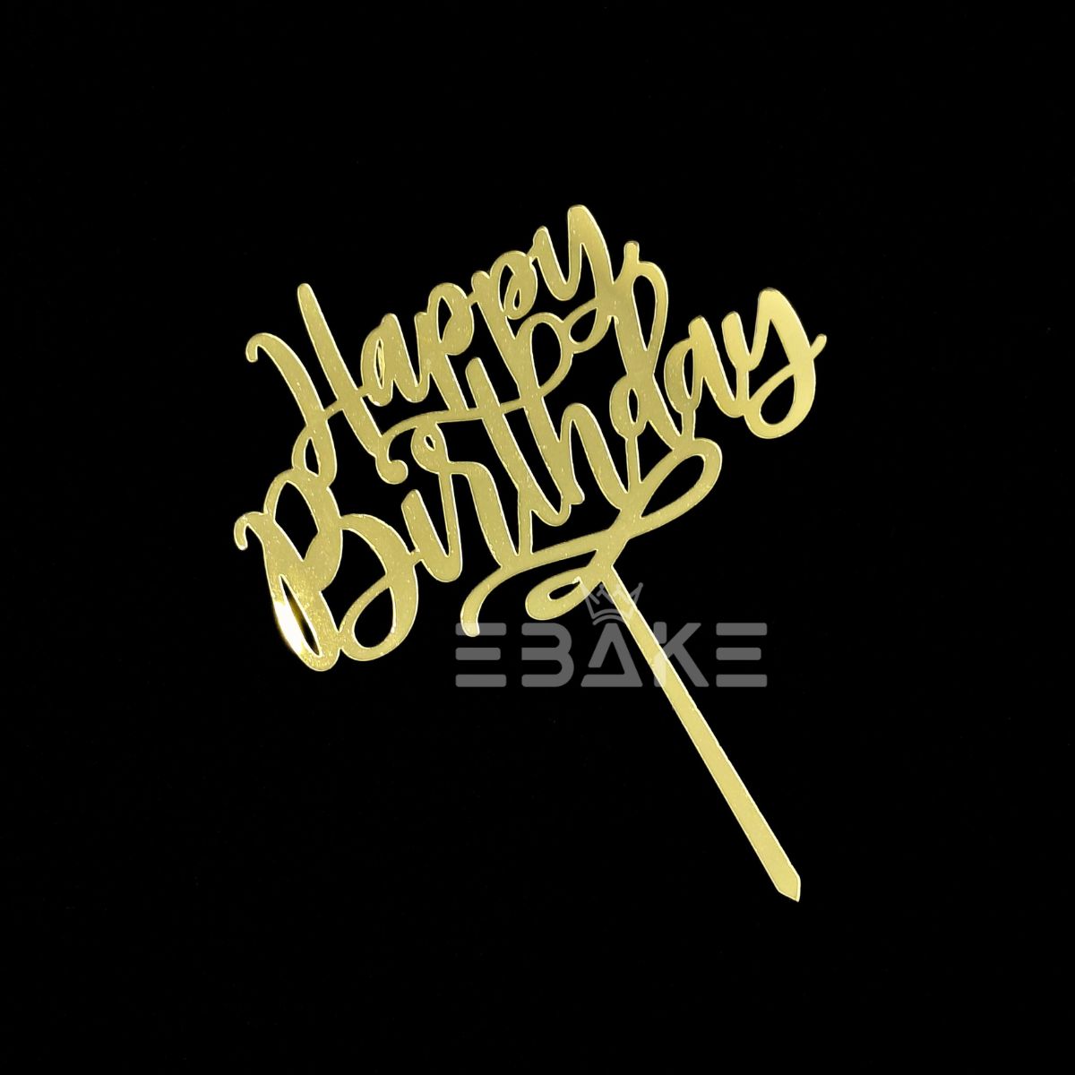 Happy Birthday Cake Topper Golden