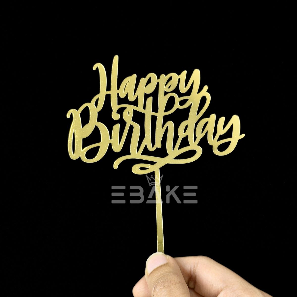 Happy Birthday Cake Topper Golden