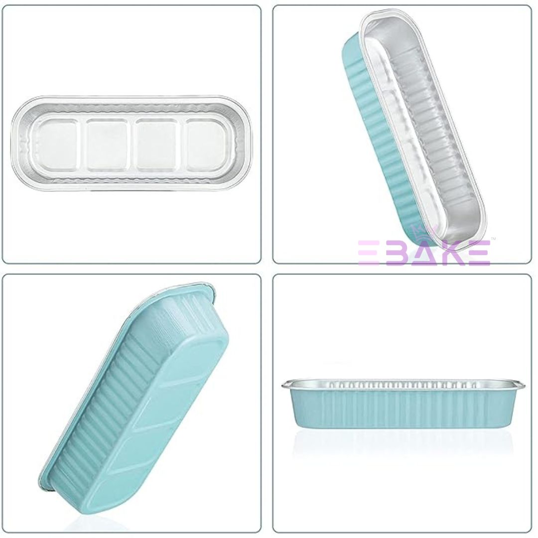 Pastel Blue Aluminium Foil Mini Loaf Pans With Lids