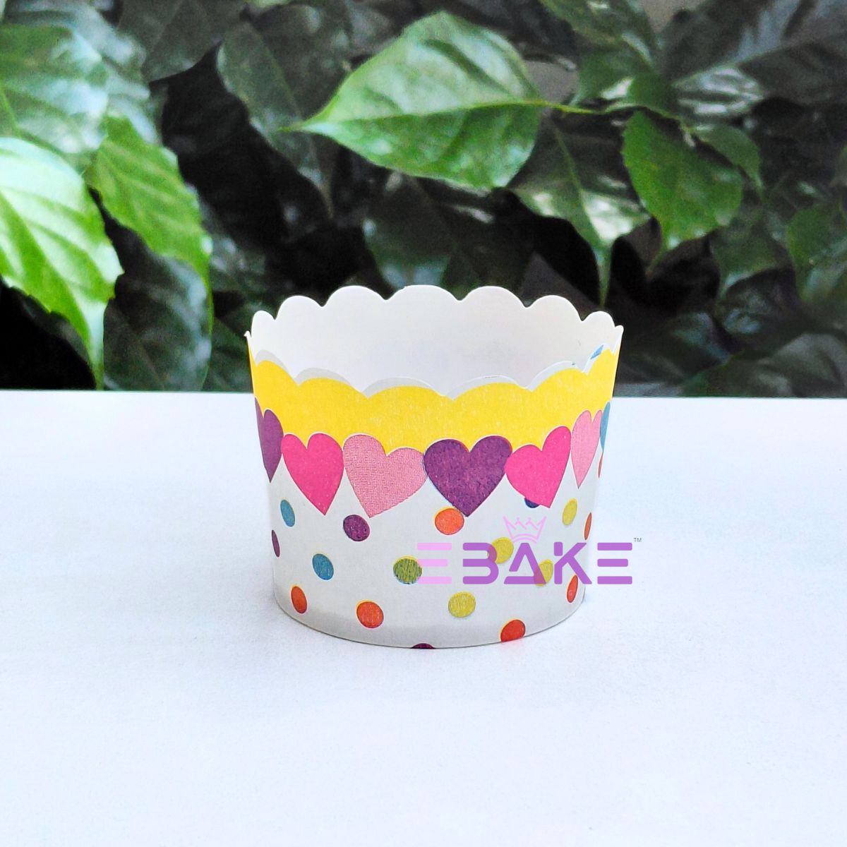 Heart Printed Paper Muffin Cup - Set Of 50 Pieces