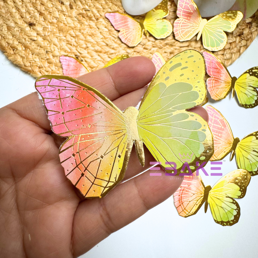 New Paper Butterflies - Yellow & Orange Ombre (Set of 10 Pieces)