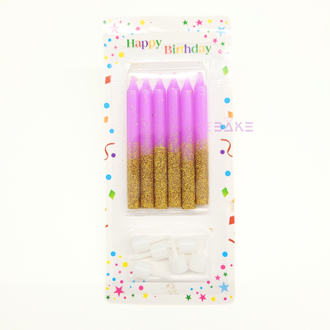 Purple & Gold Glitter Candles