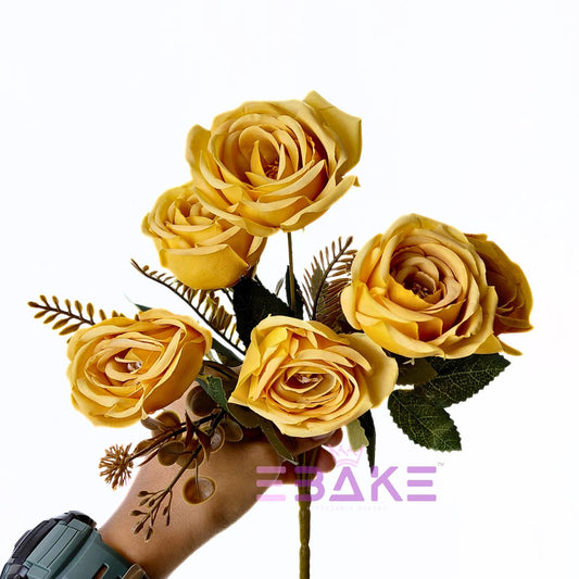 A1786 Burnt Yellow Rose Bunch With Fillers