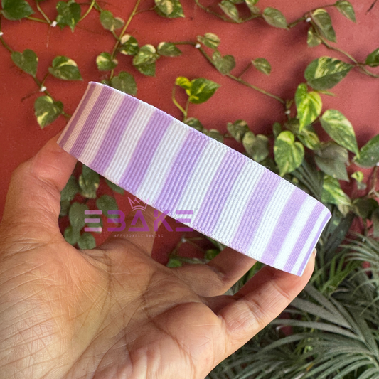 Stripes Printed Purple Grosgrain Ribbon