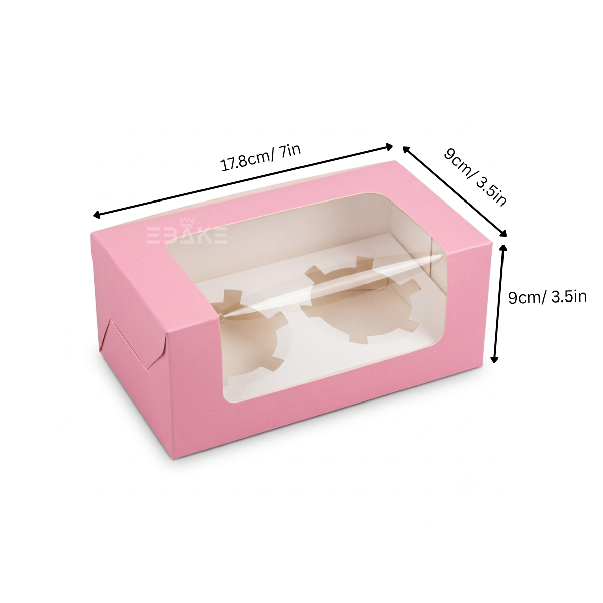 2 Pc Cupcake Box With Cavity Pink