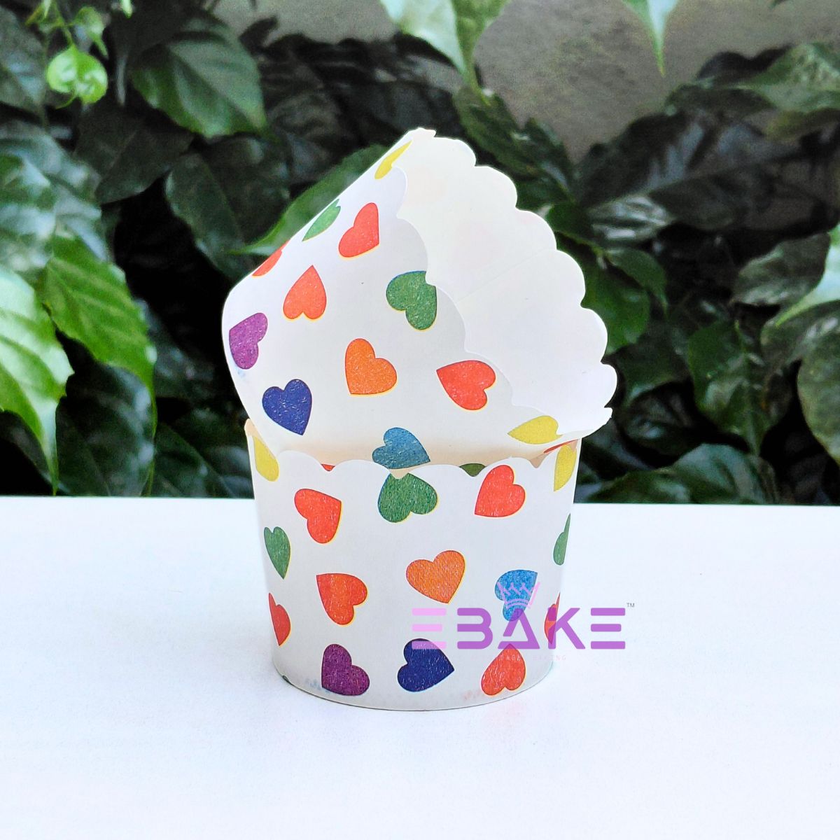 Heart Printed Paper Muffin Cup - Set Of 50 Pieces