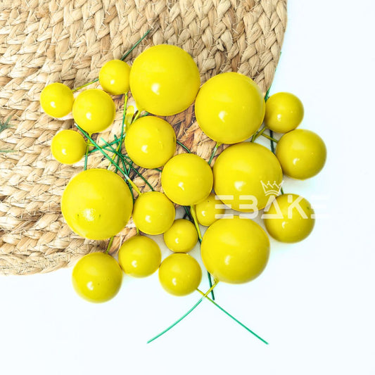 Yellow Faux Balls - Set Of 20 Pieces