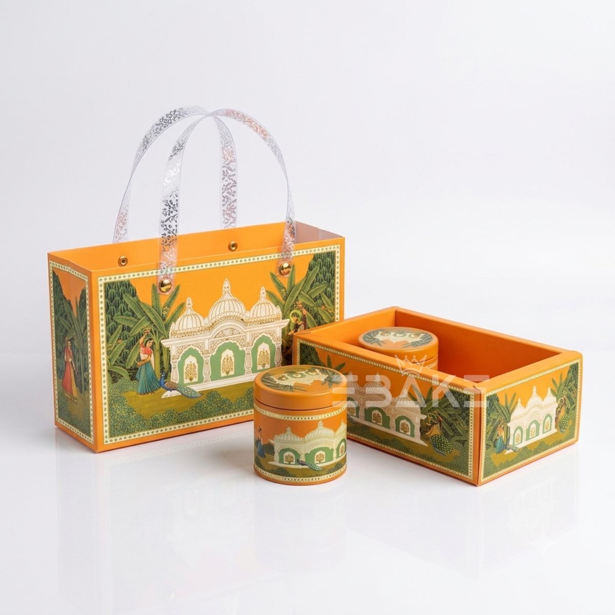 2 Jar Festive Hamper Box With Jar -  Marigold Orange (Set Of 2 Boxes)