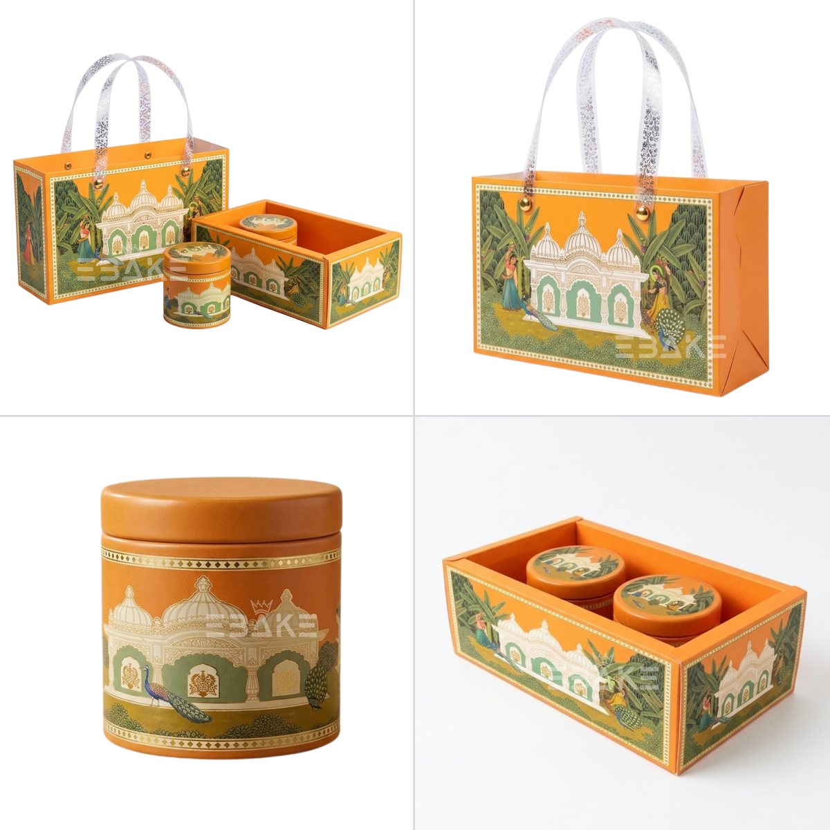 2 Jar Festive Hamper Box With Jar -  Marigold Orange (Set Of 2 Boxes)