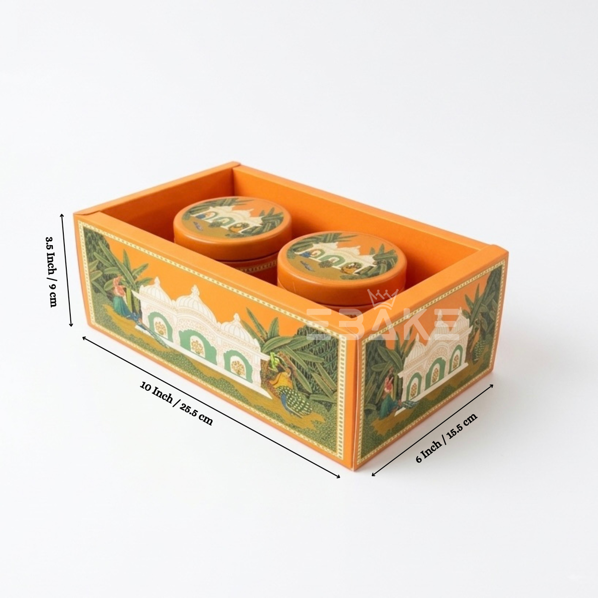 2 Jar Festive Hamper Box With Jar -  Marigold Orange (Set Of 2 Boxes)