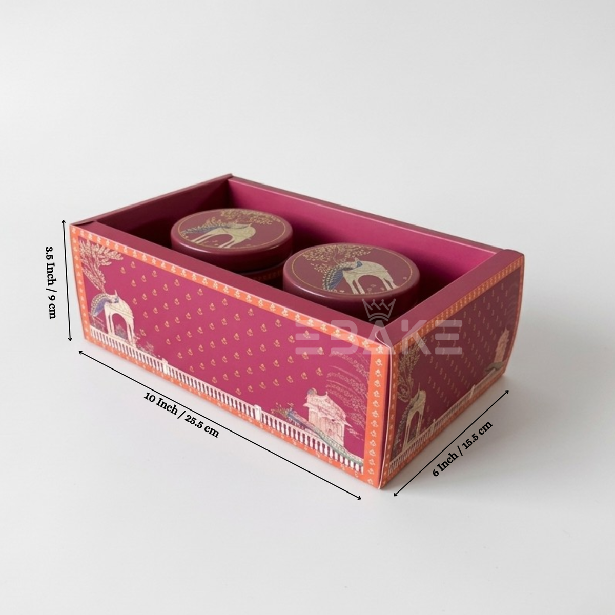 2 Jar Festive Hamper Box With Jar -  Royal Magenta (Set Of 2 Boxes)
