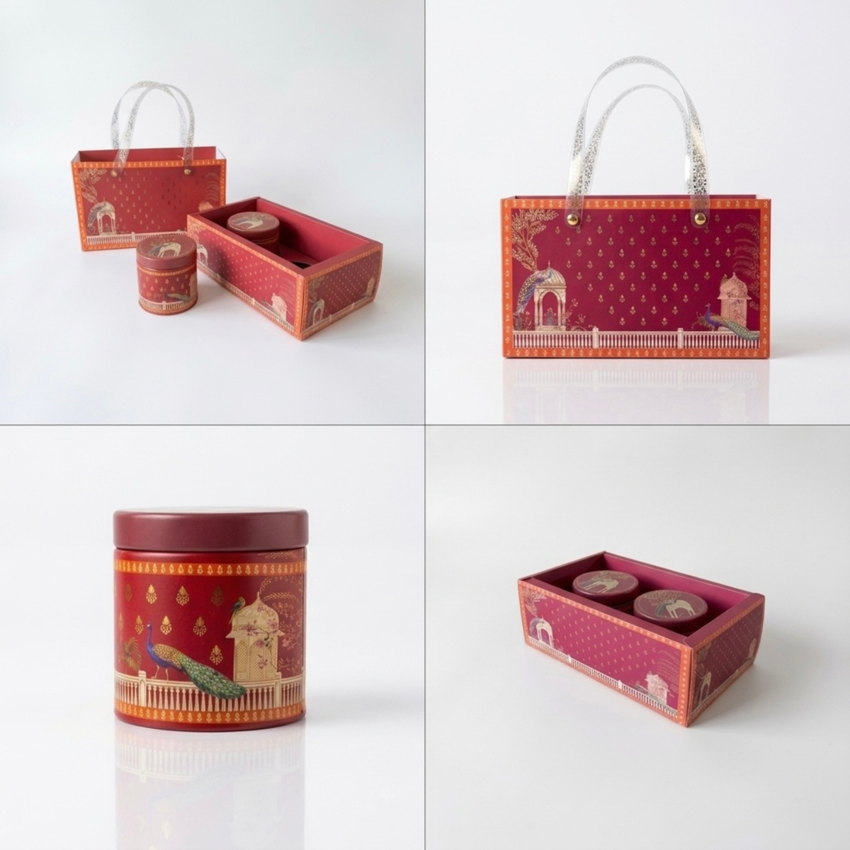 2 Jar Festive Hamper Box With Jar -  Royal Magenta (Set Of 2 Boxes)