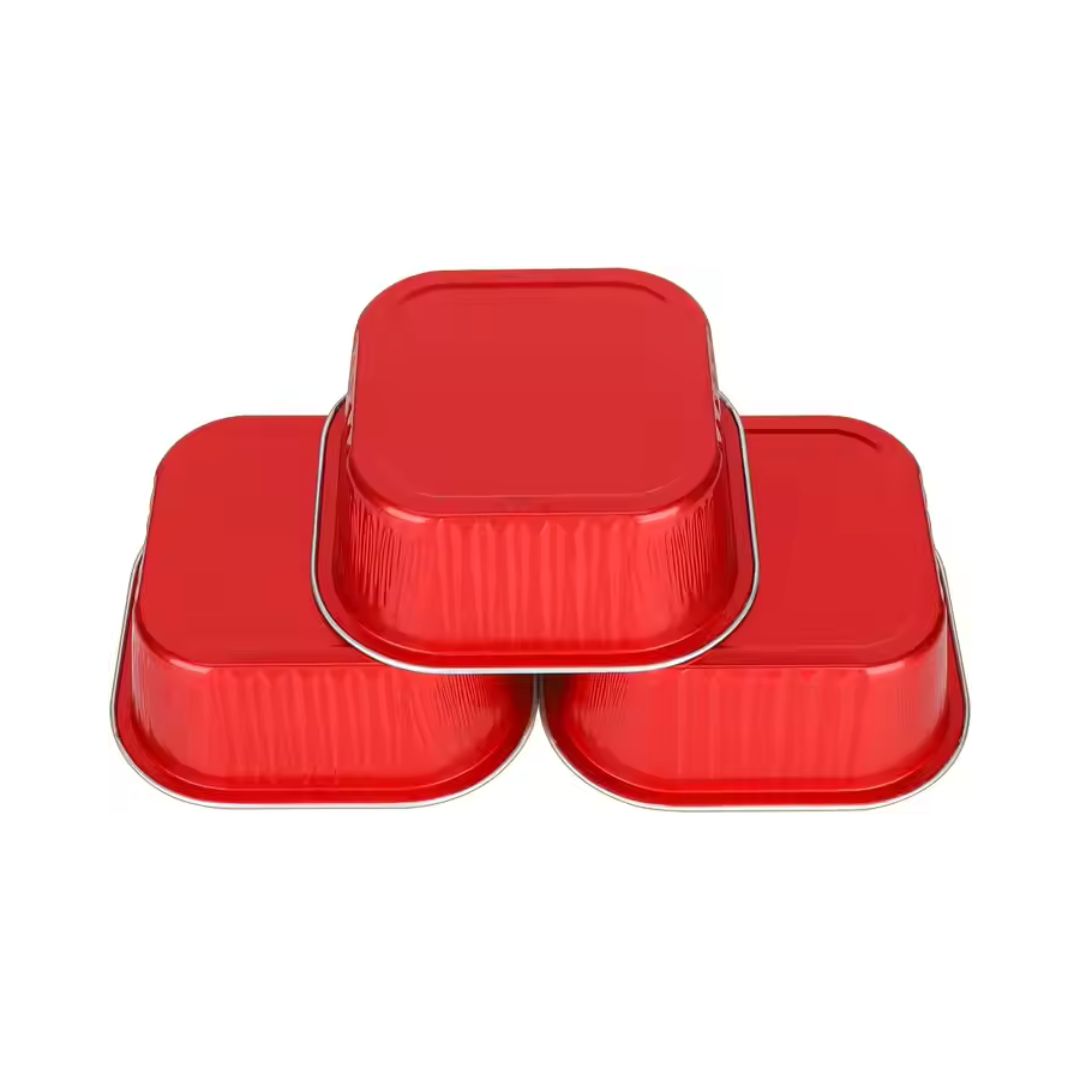 Aluminium  Foil Square Baking Cup With Lid