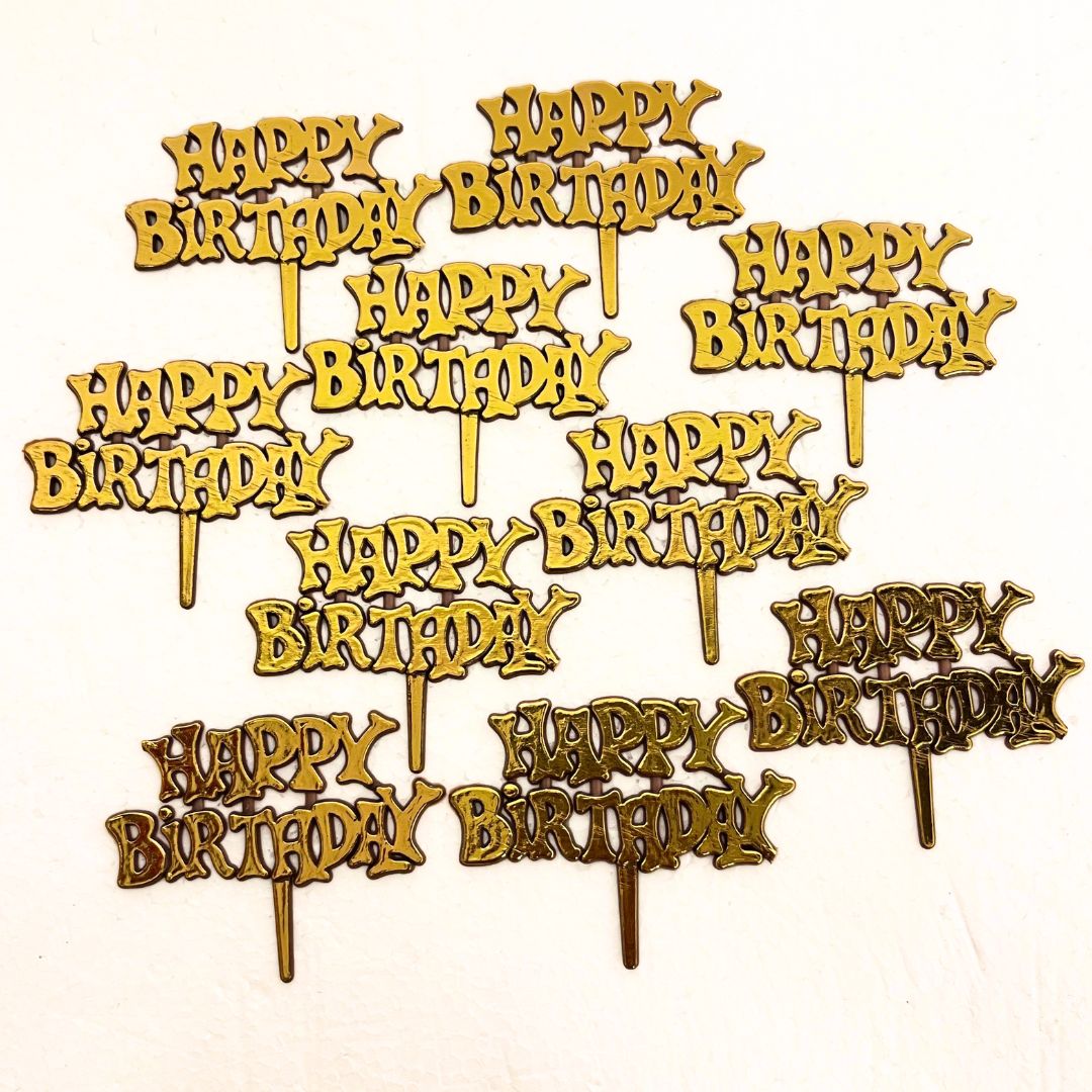 Happy Birthday Mini Topper Plastic (Set of 10 pieces)