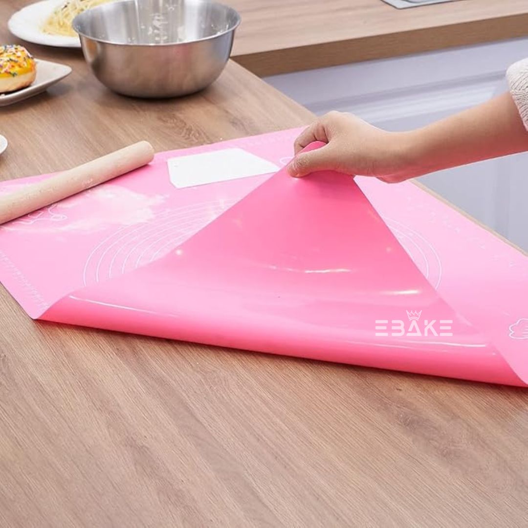 Pink Silicone Non Stick Multipurpose Baking Mat for Kneading & Fondant Rolling