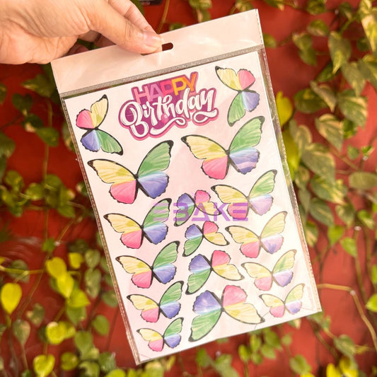 Paper Butterflies With Birthday Tag - (Set of 16 Pieces)