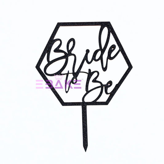 Bride To Be Cake Topper Black Shimmer