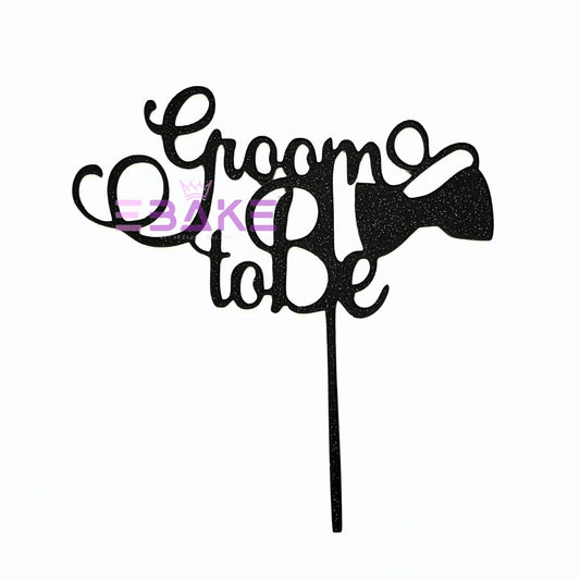 Groom To Be Cake Topper Black Shimmer