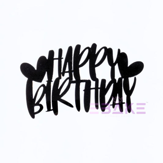 Happy Birthday Cutout (Cake Charm) - Black