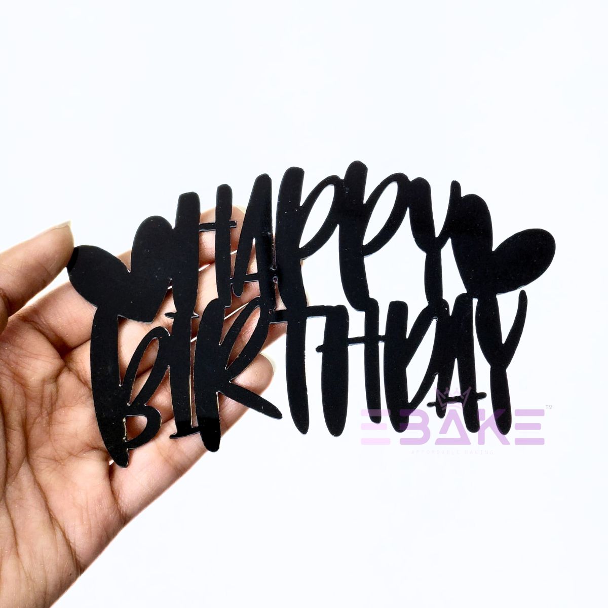 Happy Birthday Cutout (Cake Charm) - Black