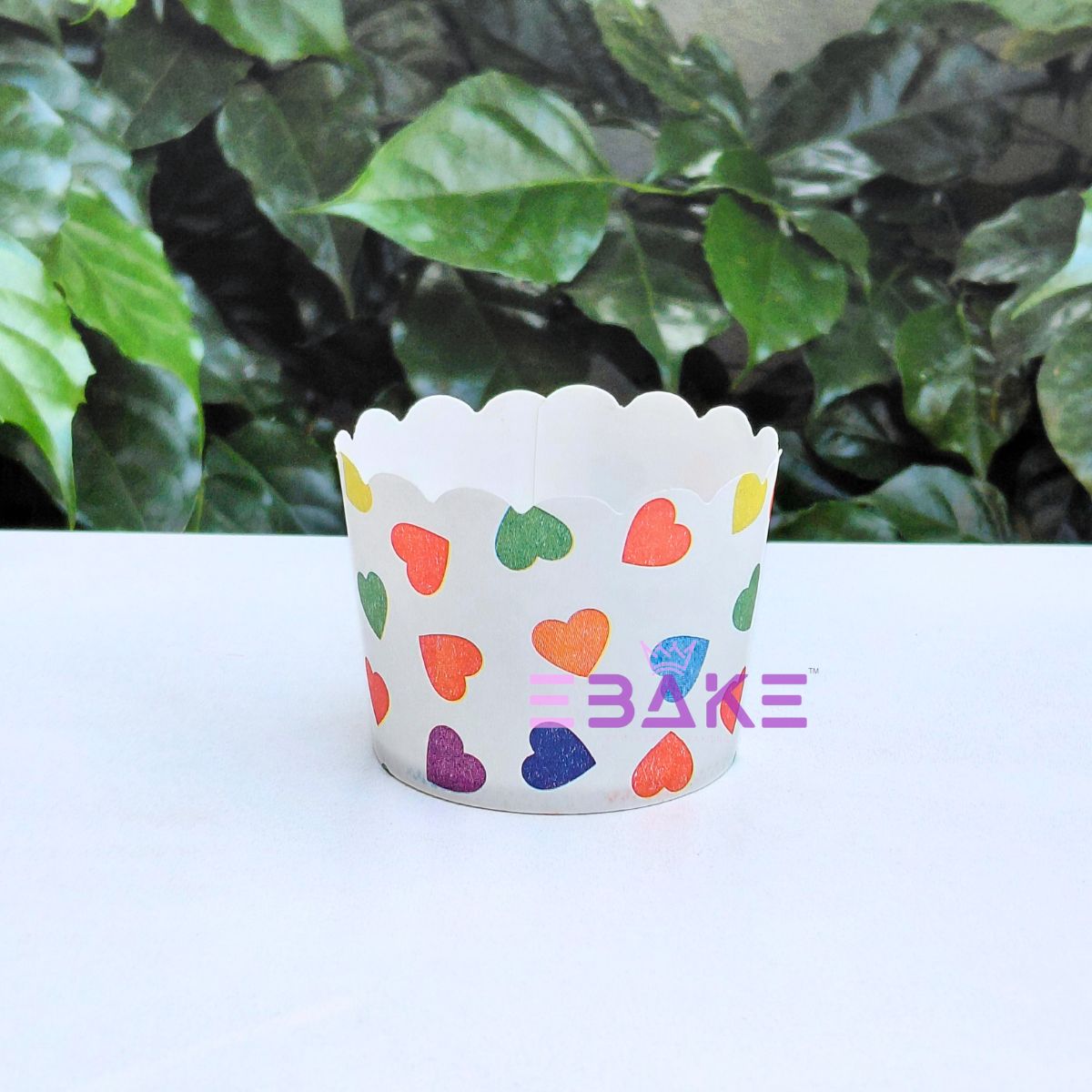 Heart Printed Paper Muffin Cup - Set Of 50 Pieces