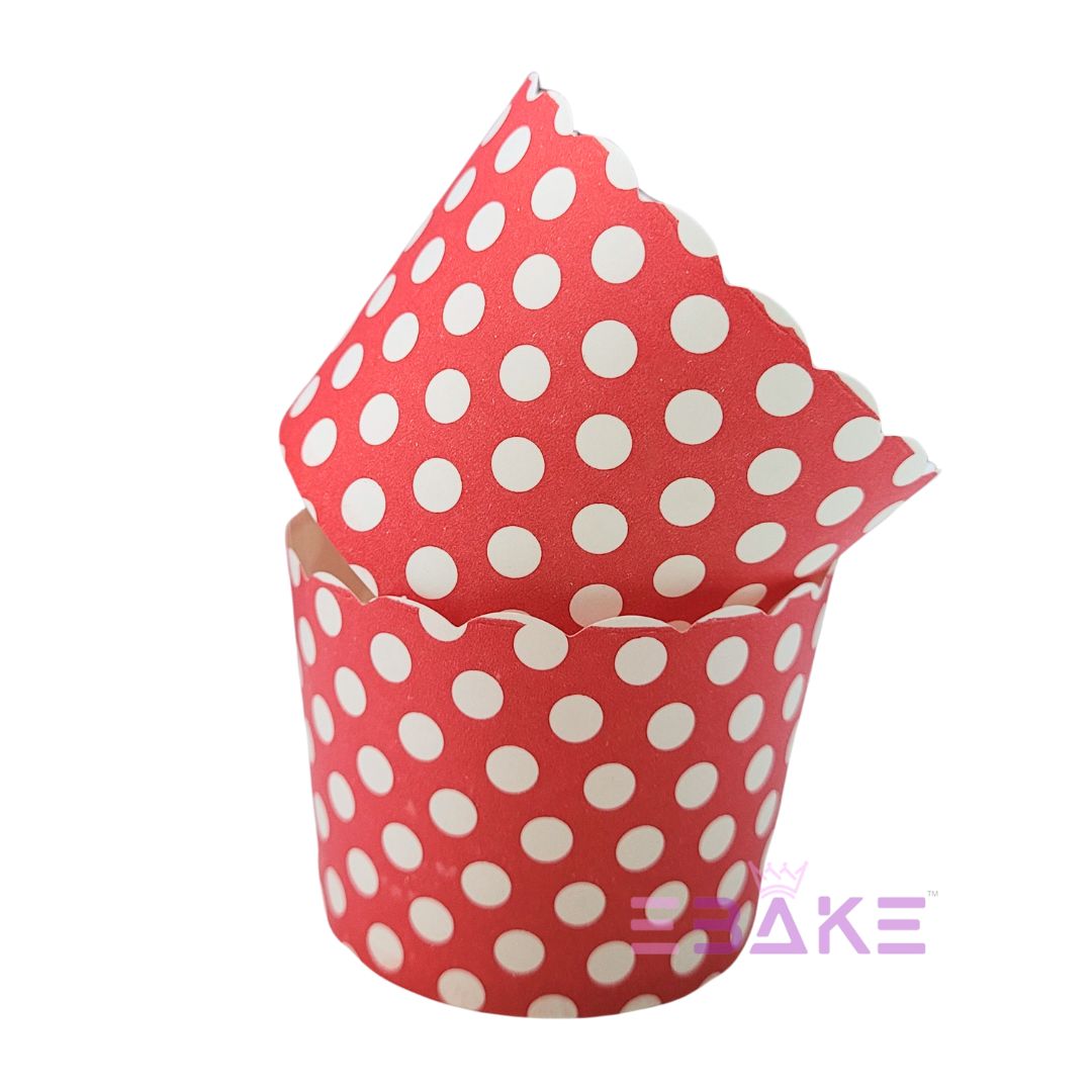 Paper Muffin Cup Red Polka Dot - Set Of 50 Pieces Medium