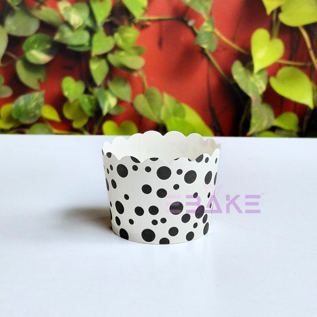 Polka Dot Printed Paper Muffin Cup - Set Of 50 Pieces (Black)